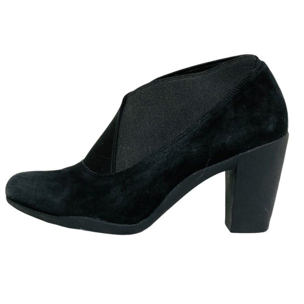 Clarks Adya Luna Womens Ankle Booties Black Suede Comfort‎ Heel Size 7.5